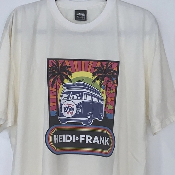 NWOT Stussy Heidi & Frank California Love Drop Short Sleeve T-Shirt XL - Picture 2 of 6